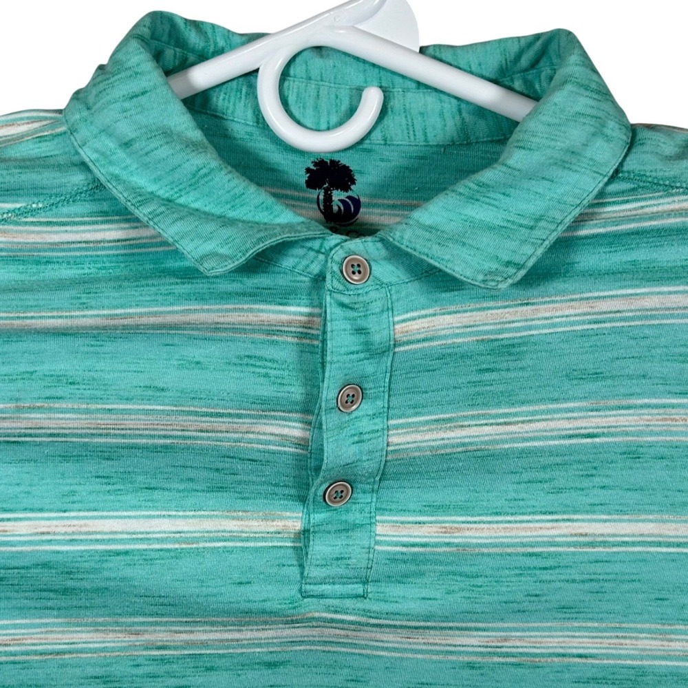 Ocean & Coast Mens XXL Turquoise Striped Slub Knit‎ Short Sleeve Polo Shirt